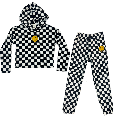 Amara Checkered Plush Set