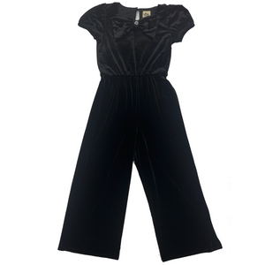 New look black velvet jumpsuit top - Main Image