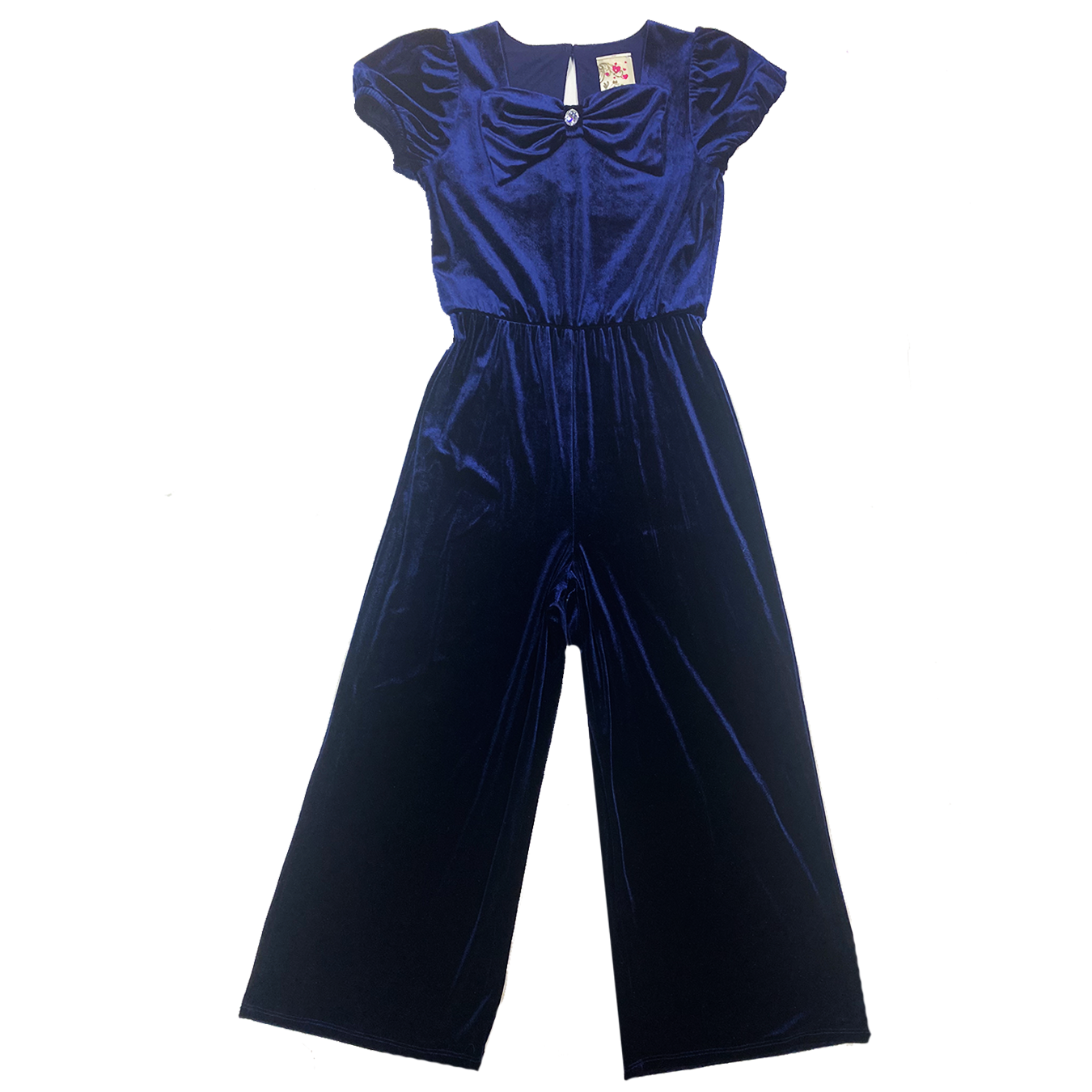 Velvet top navy jumpsuit