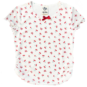 Thea Cherry Mesh Top