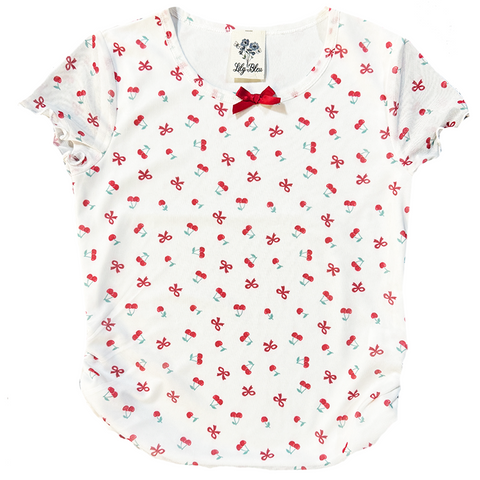 Thea Cherry Mesh Top