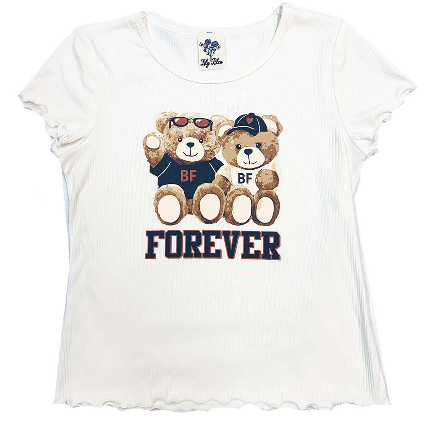Emilee Ivory Bear Ribbed Top