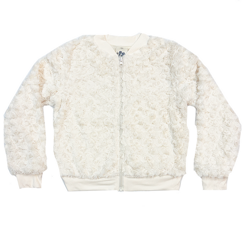 Jamie Rosette Plush Ivory Hoodie