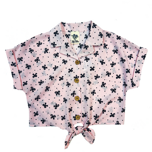 Stella Pink Bow Woven Top