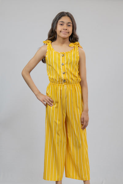 Zoey Mustard Striped Jumpsuit