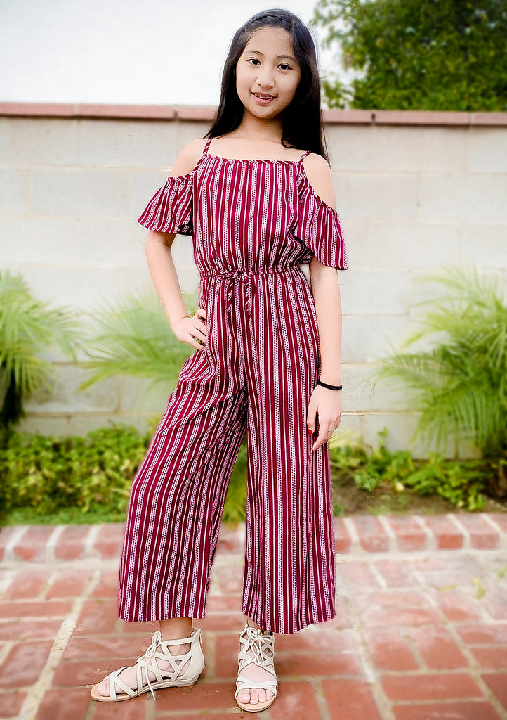 Red striped jumpsuit shop