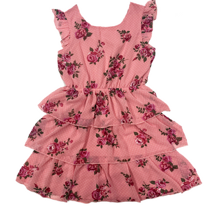 Oakley Pink Floral Tiered Dress