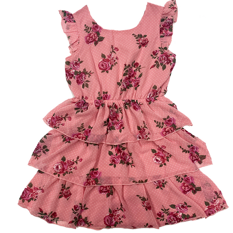 Oakley Pink Floral Tiered Dress
